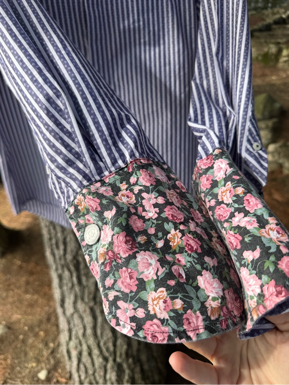 English Laundry Blaque Label Striped Floral Dress Shirt L